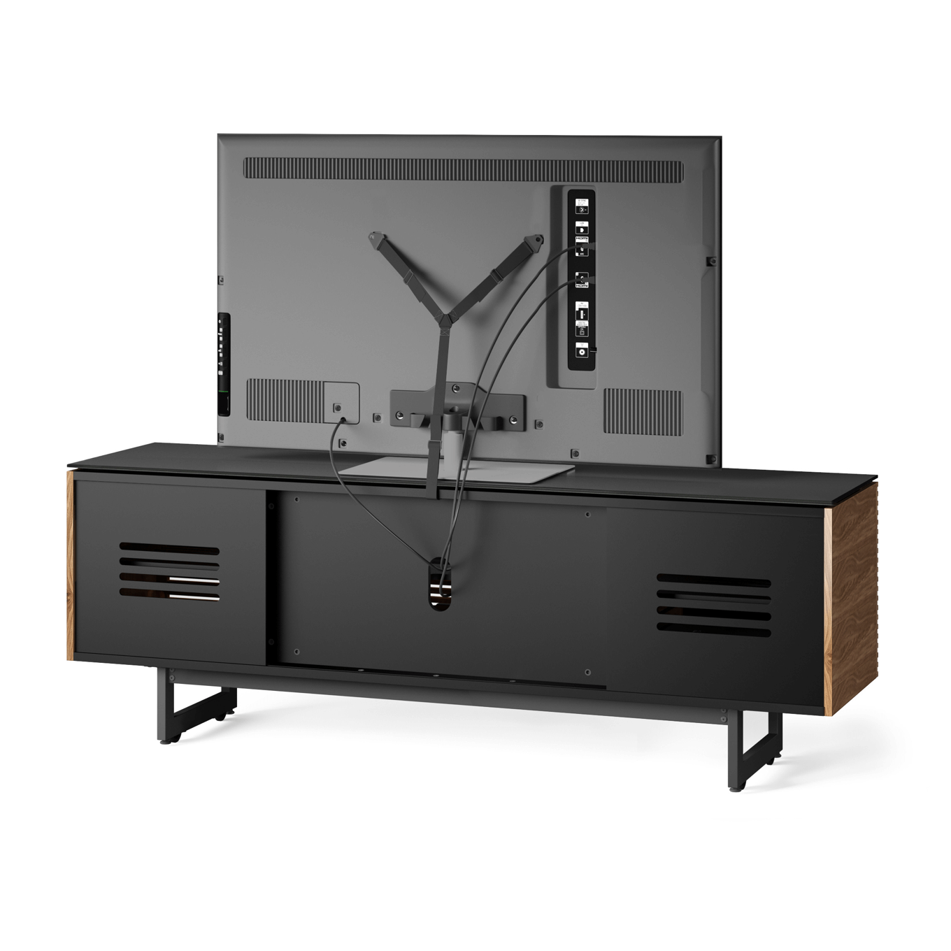 Meuble TV moderne en noyer et charbon de bois pour salon