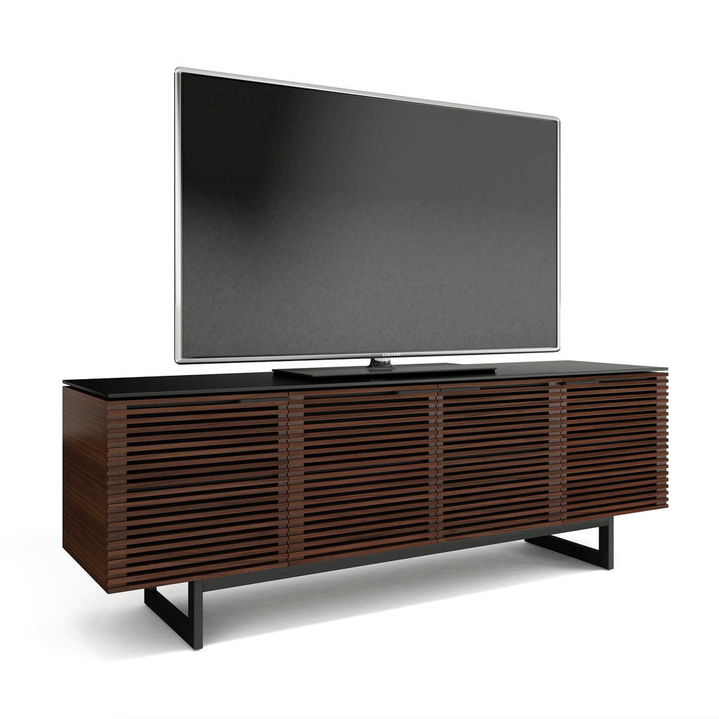 Meuble TV moderne en noyer et charbon de bois pour salon