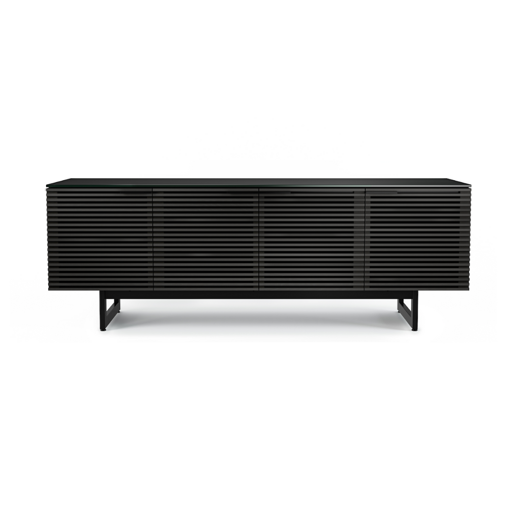 Meuble TV moderne en noyer et charbon de bois pour salon