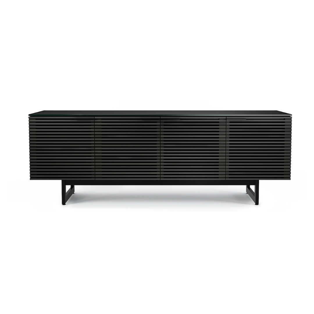 Meuble TV moderne en noyer et charbon de bois pour salon