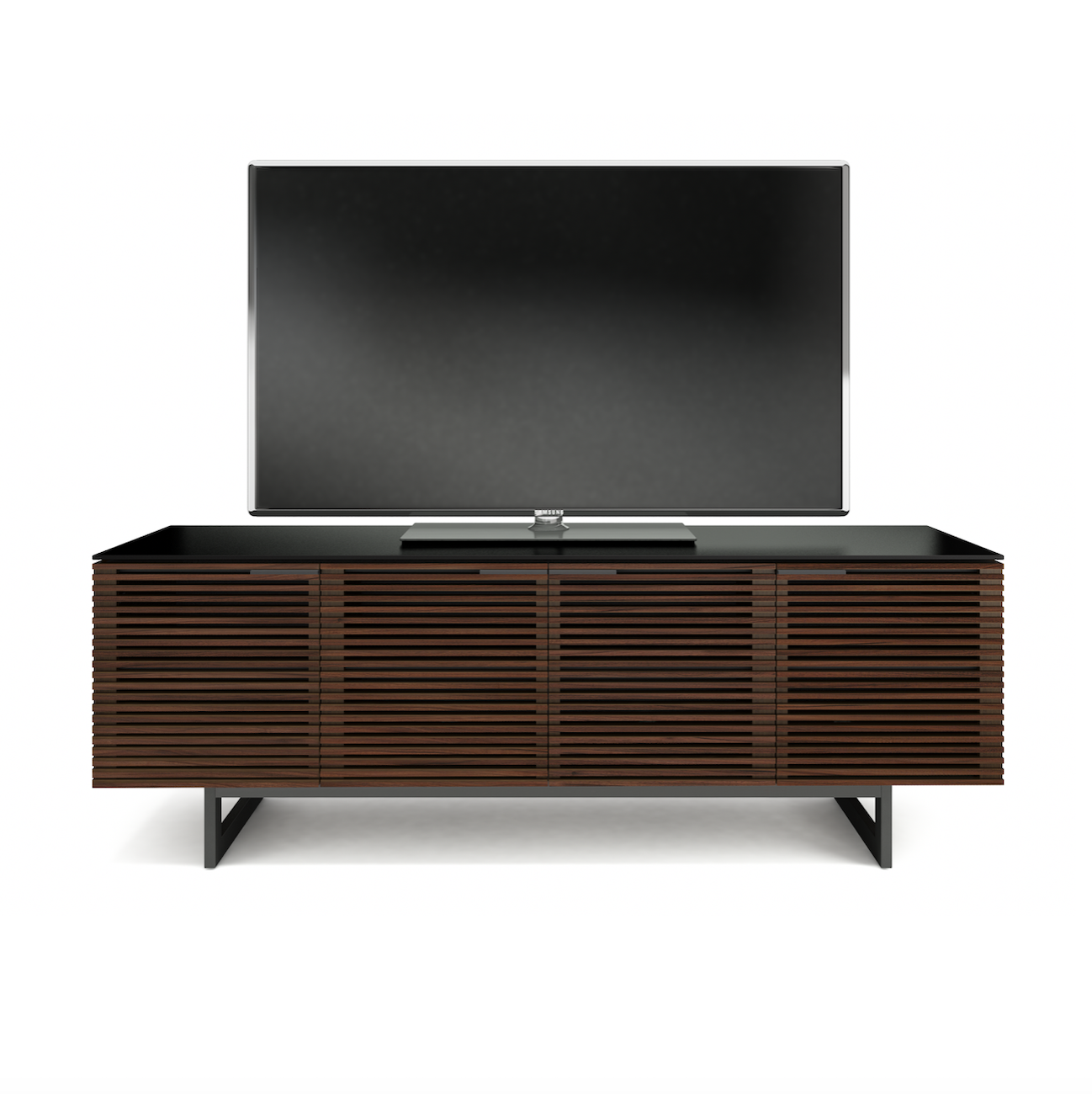Meuble TV moderne en noyer et charbon de bois pour salon