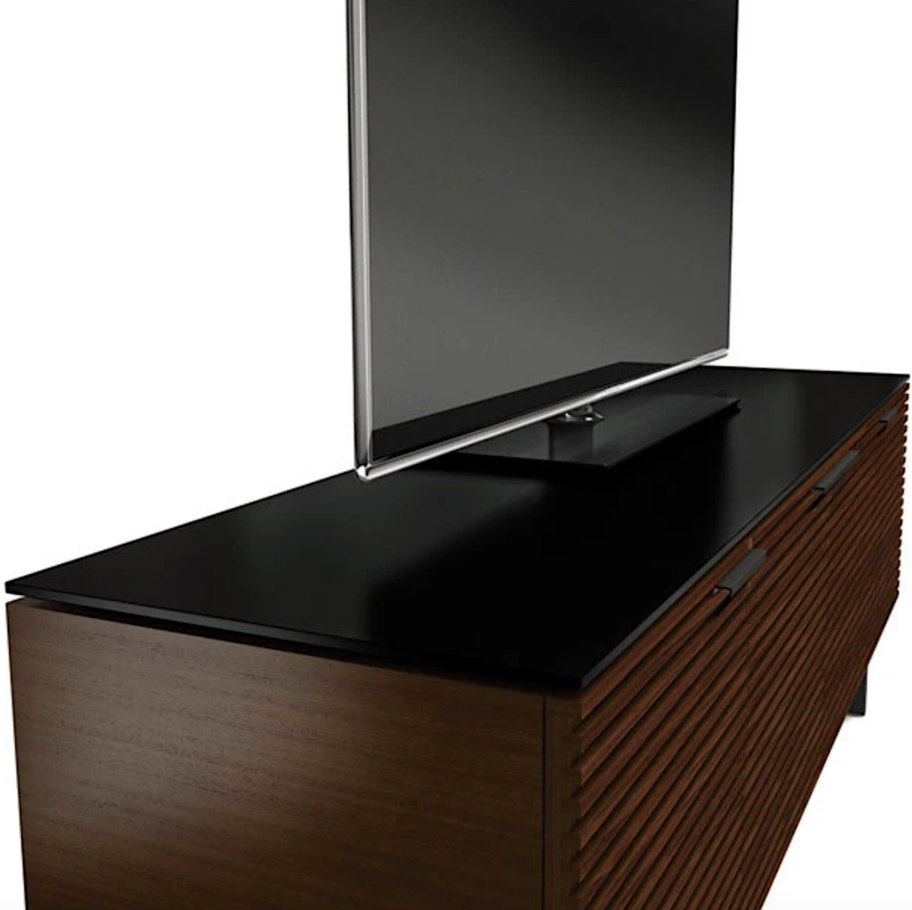Meuble TV moderne en noyer et charbon de bois pour salon