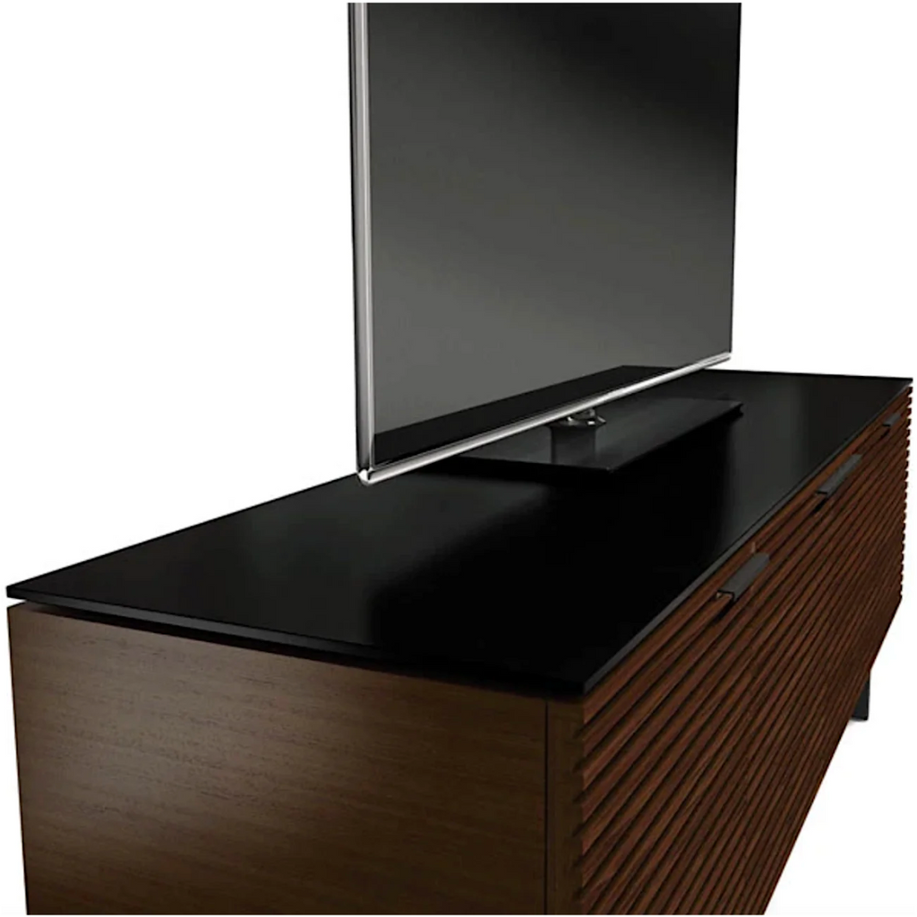 Meuble TV moderne en noyer et charbon de bois pour salon