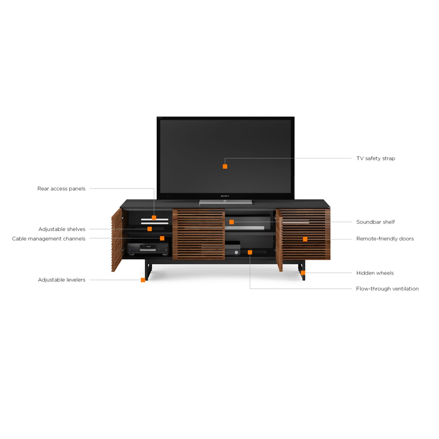Meuble TV en noyer moderne pour salon