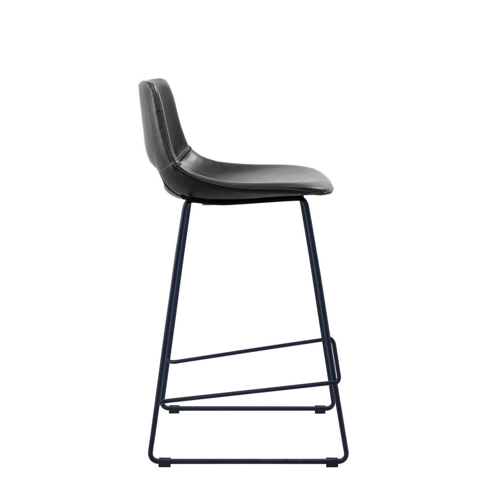 Tabouret de bar de cuisine en similicuir noir de style Mid-Century