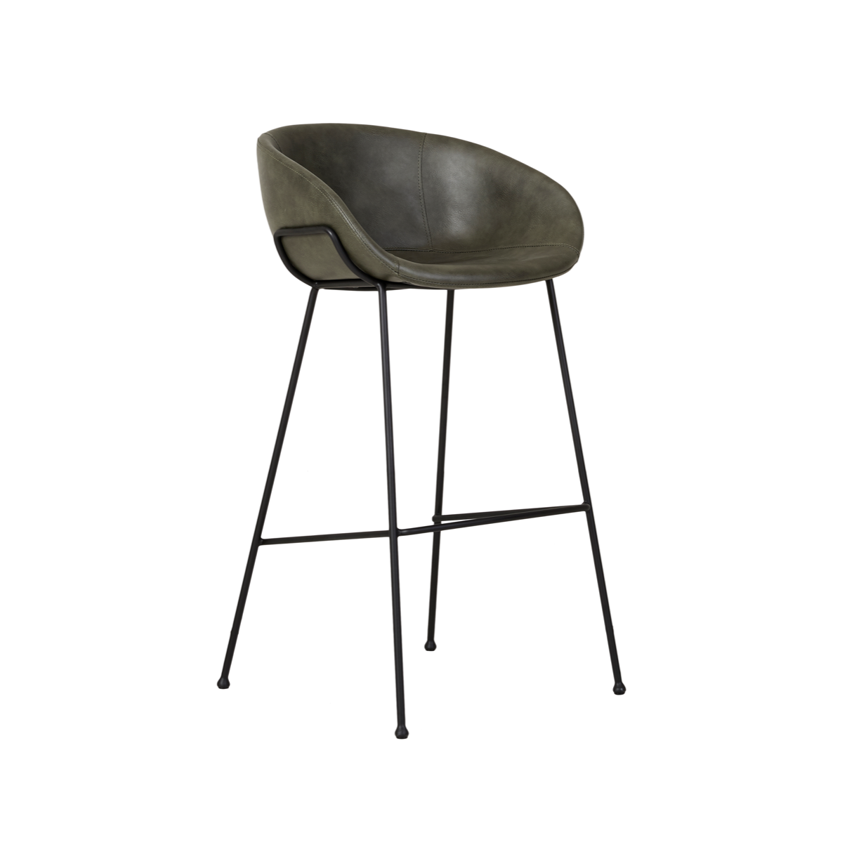 Tabouret de bar moderne en similicuir vert avec mousse haute densité et coussin en mousse pour cuisine