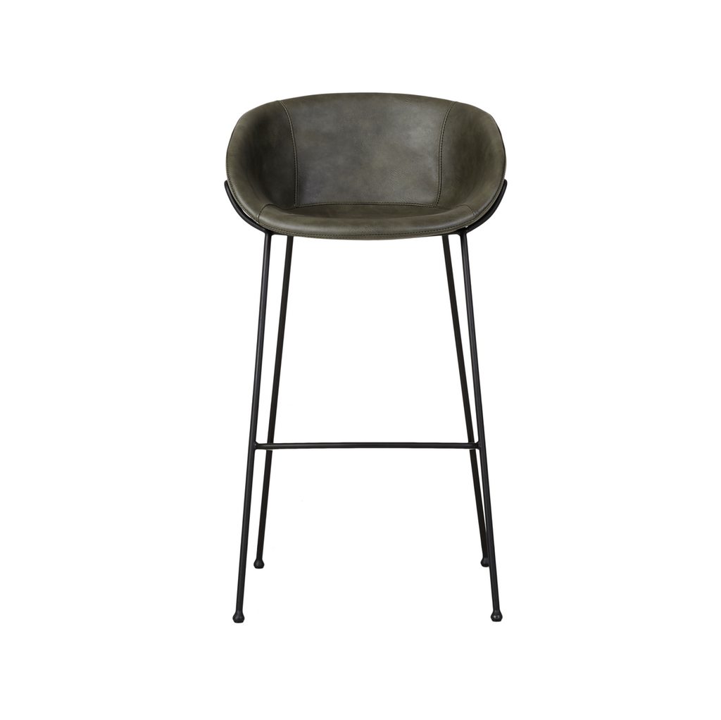 Tabouret de bar moderne en similicuir vert avec mousse haute densité et coussin en mousse pour cuisine