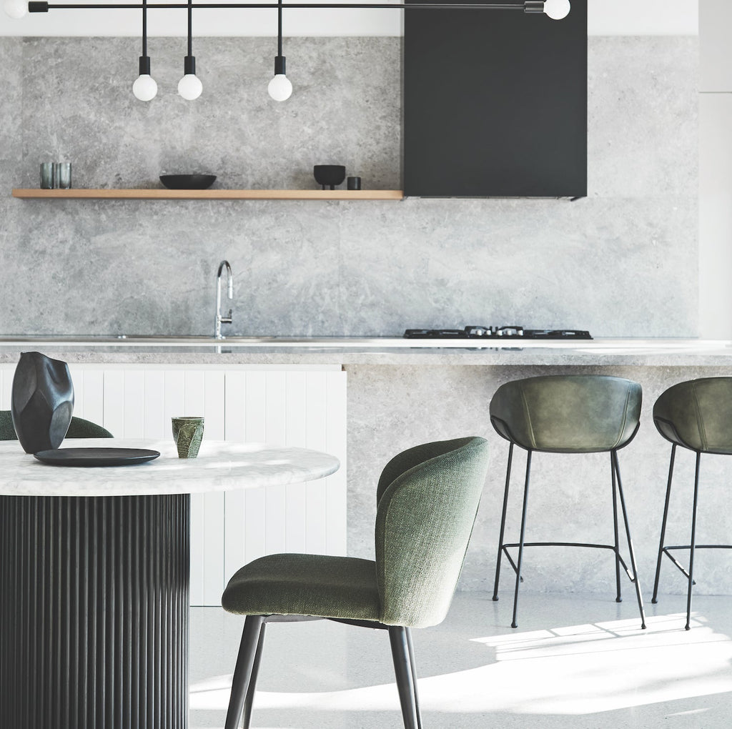 Tabouret de bar moderne en similicuir vert avec mousse haute densité et coussin en mousse pour cuisine