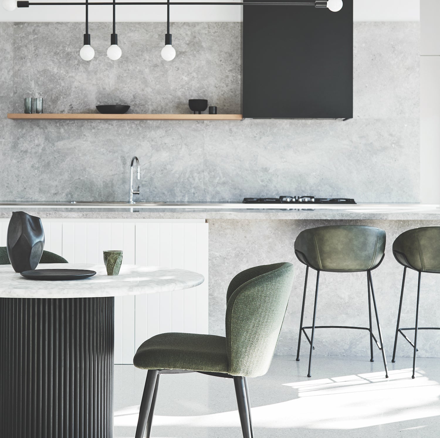 Tabouret de bar moderne en similicuir vert avec mousse haute densité et coussin en mousse pour cuisine