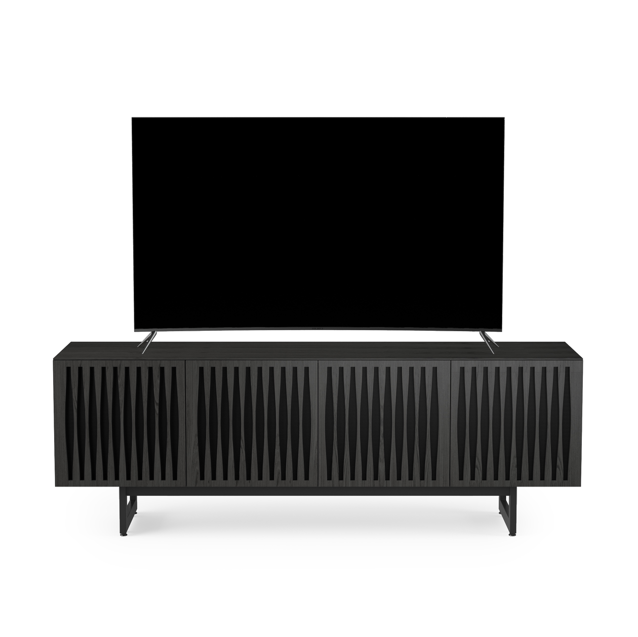 Meuble TV en frêne anthracite de style Mid-Century pour salon