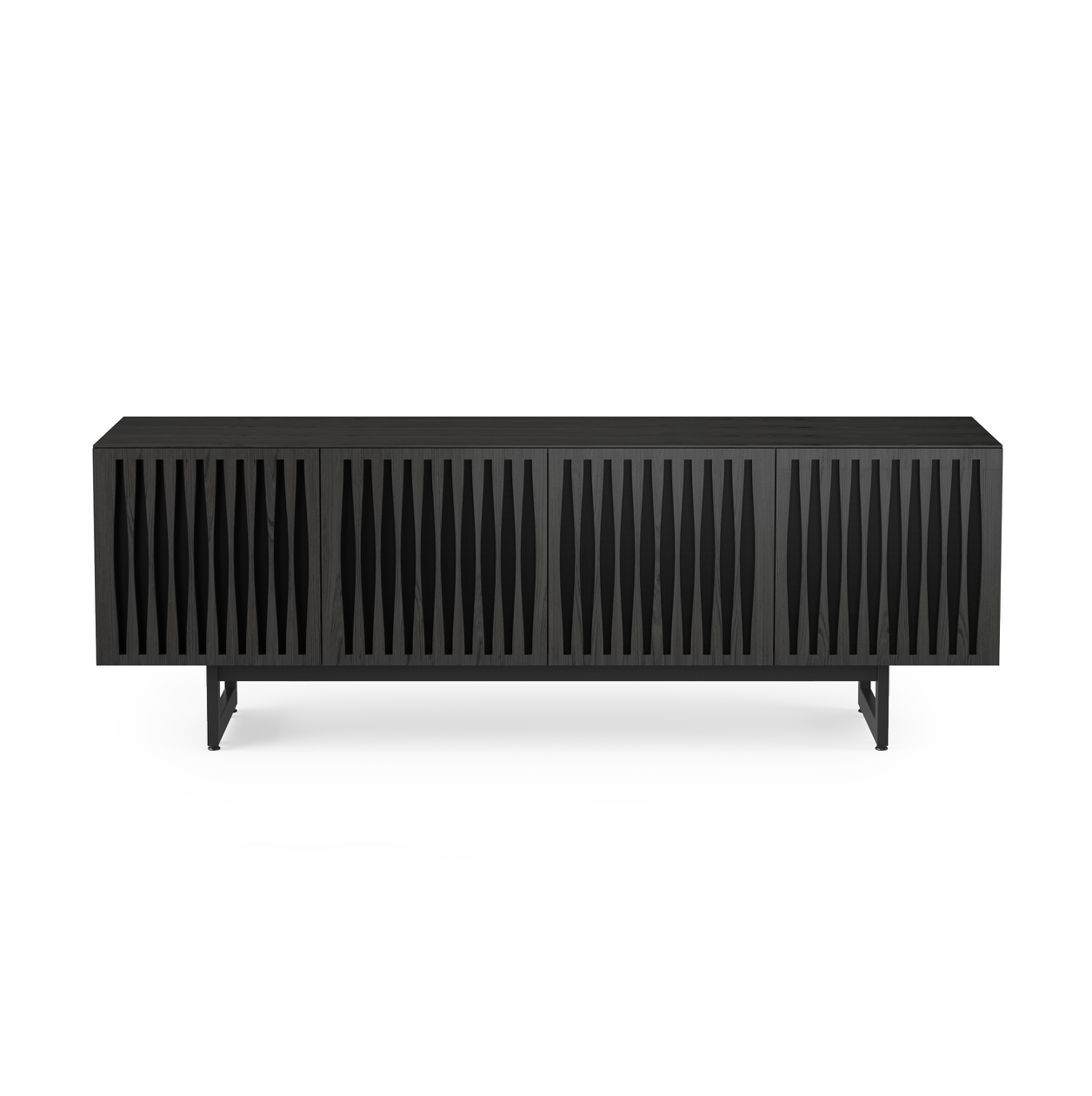 Meuble TV en frêne anthracite de style Mid-Century pour salon