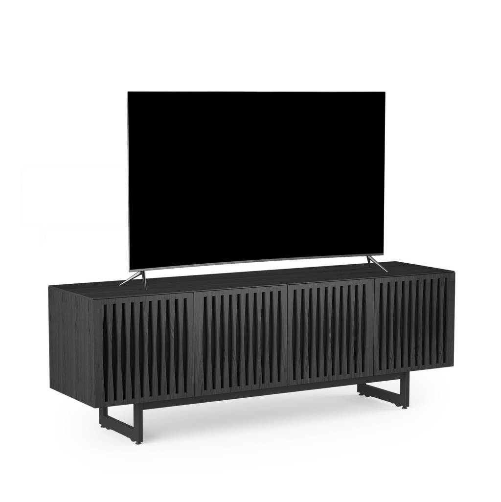 Meuble TV en frêne anthracite de style Mid-Century pour salon