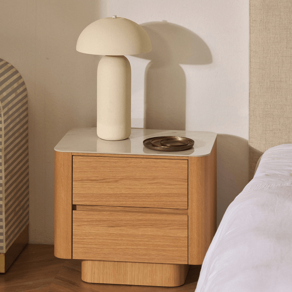 Table de chevet en marbre naturel avec rangement pour chambre à coucher