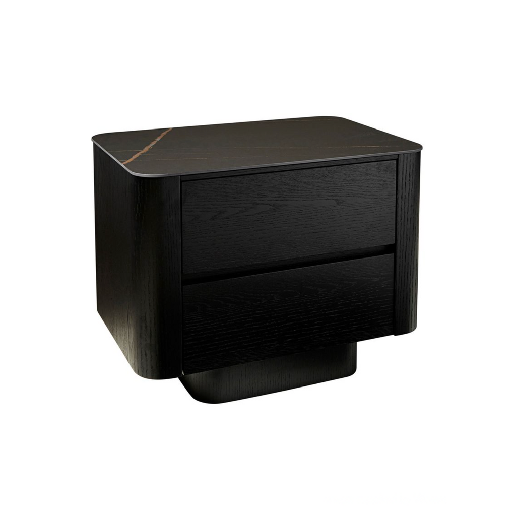 Table de chevet en marbre noir avec rangement pour chambre à coucher