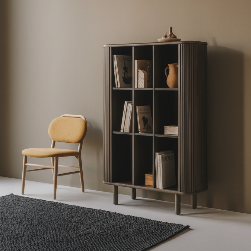 Armoire de rangement de bureau en frêne brun avec rangement