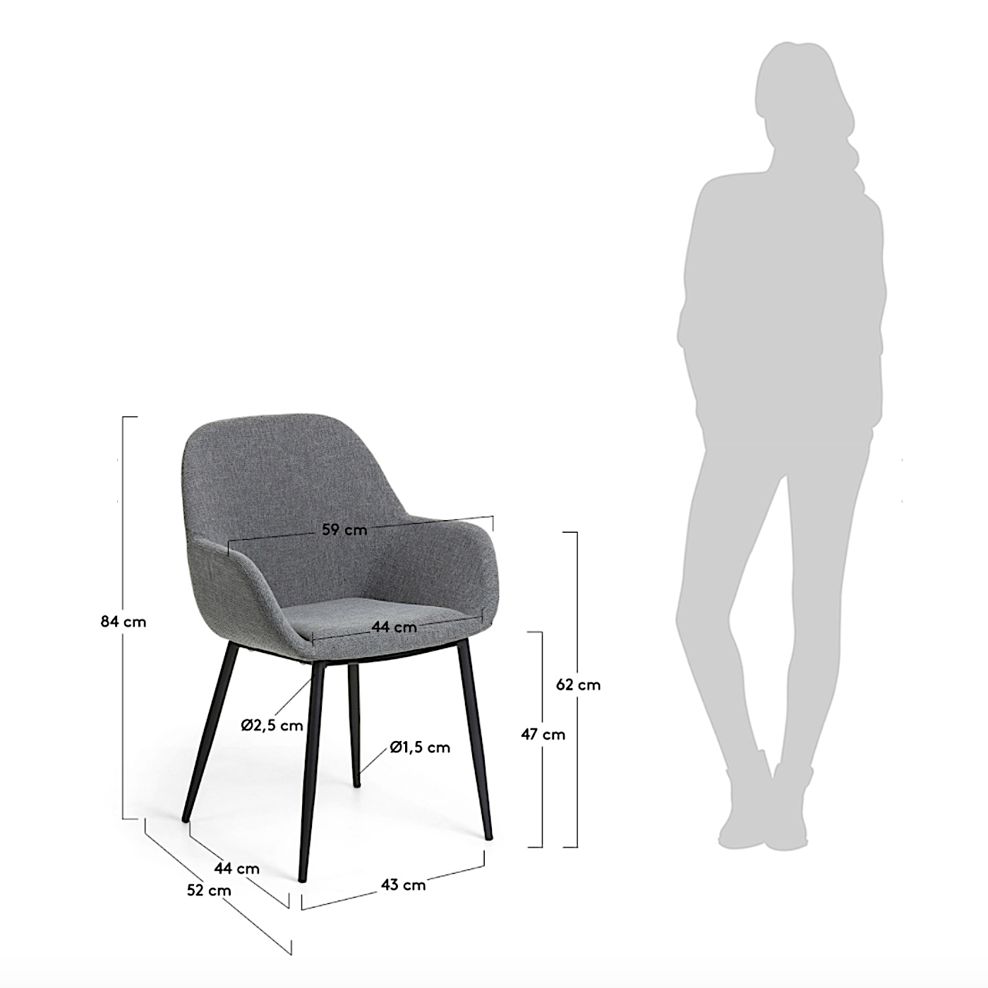 Chaise de salle à manger en frêne noir avec mousse haute densité et pieds en bois pour salle à manger