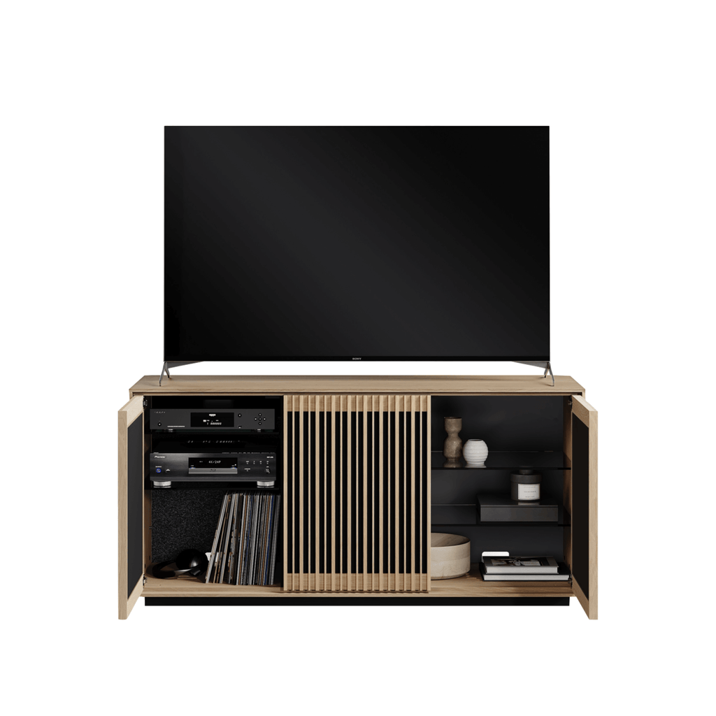 Meuble TV en chêne blanchi pour salon