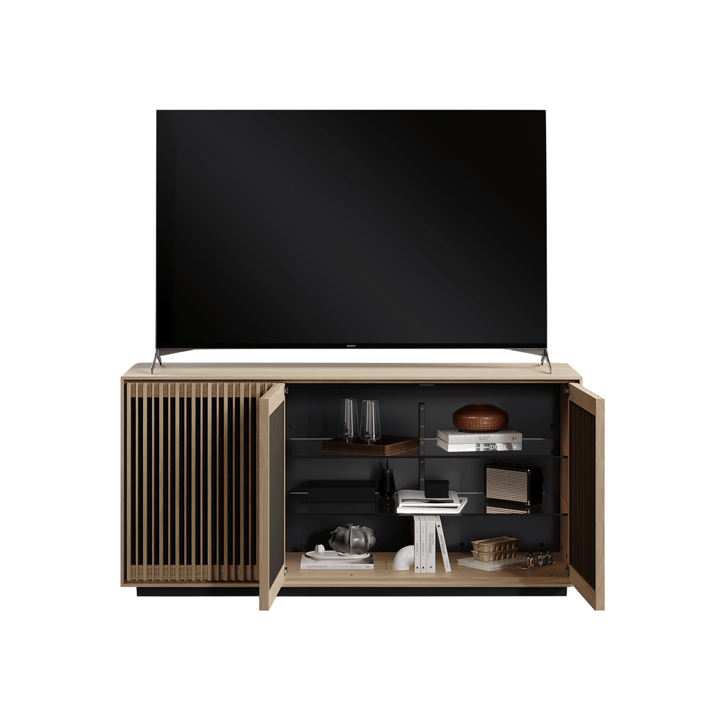 Meuble TV en chêne blanchi pour salon