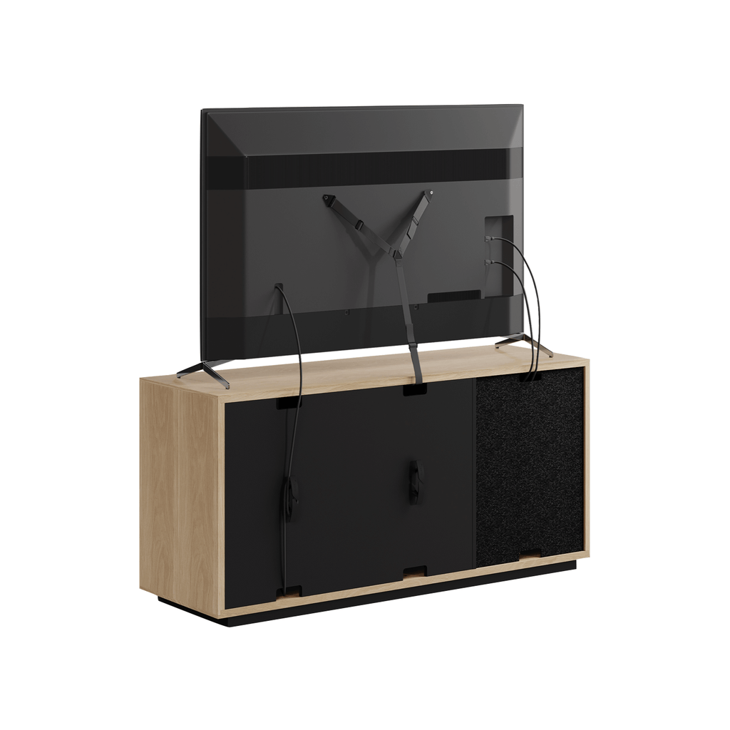 Meuble TV en chêne blanchi pour salon