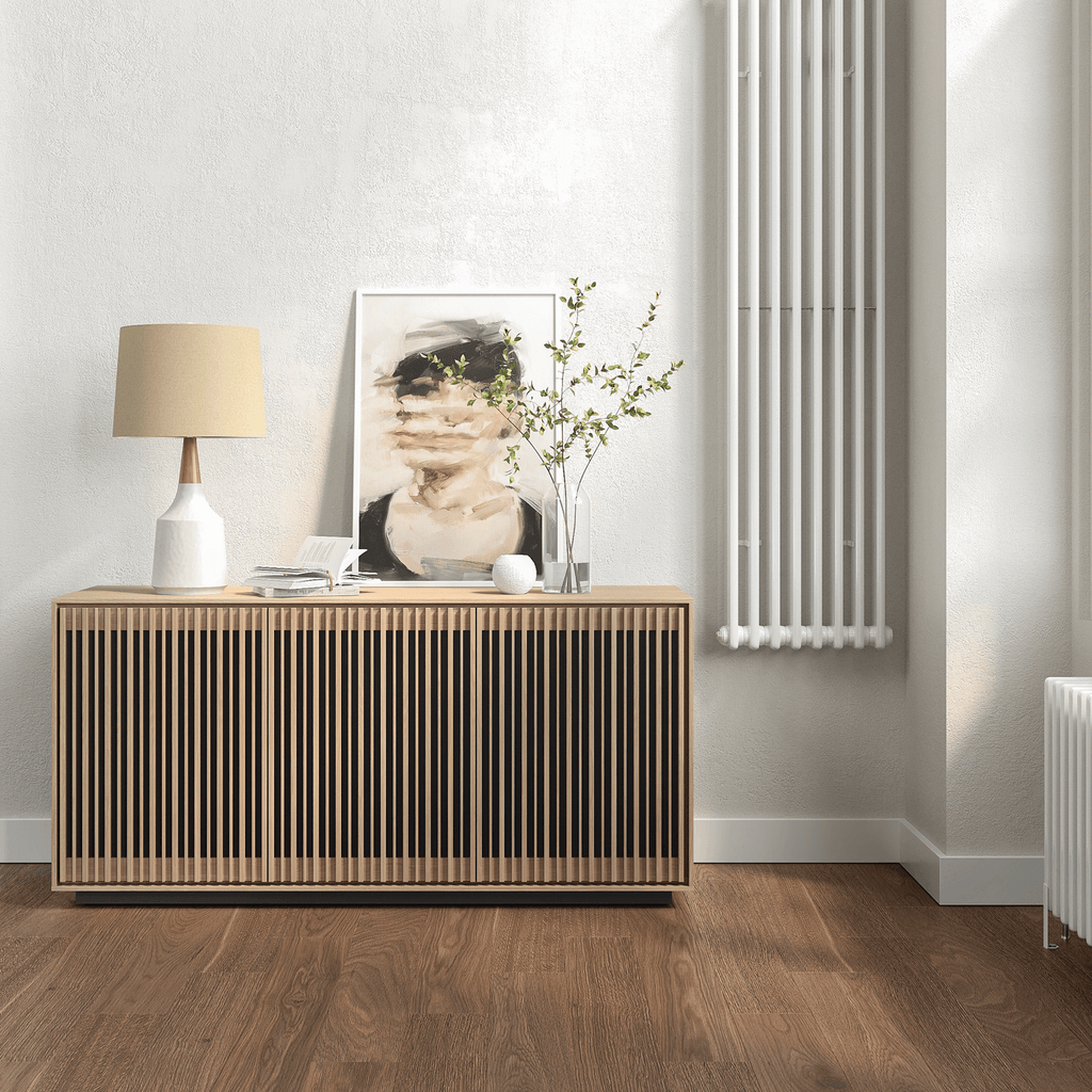 Meuble TV en chêne blanchi pour salon