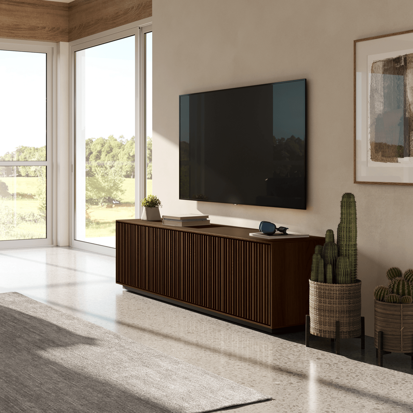 Meuble TV Chêne grillagé pour salon