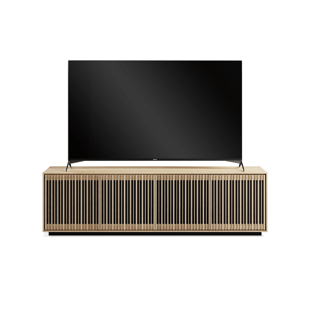 Meuble TV/divertissement en chêne blanchi pour salon