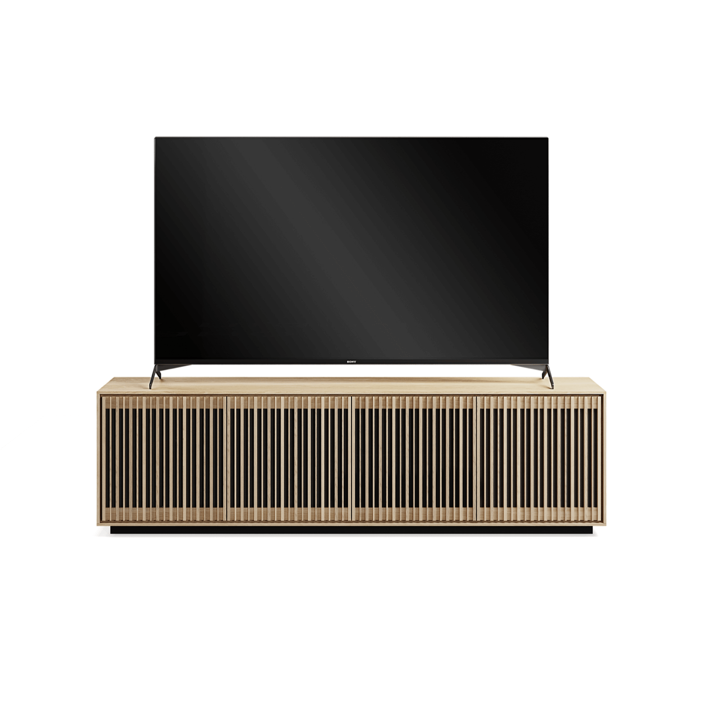 Meuble TV/divertissement en chêne blanchi pour salon