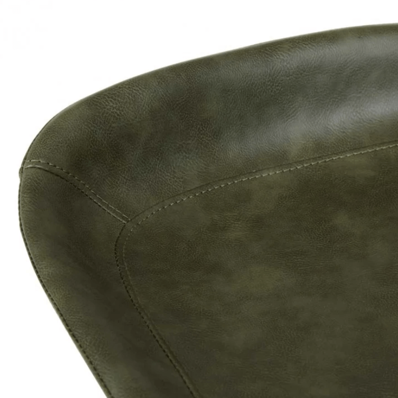 Tabouret de bar vintage mi-siècle en cuir vert avec dossier incurvé pour cuisine