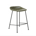 Tabouret de bar vintage mi-siècle en cuir vert avec dossier incurvé pour cuisine